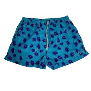 VINTAGE 90s Reebok Mens‎ XL Swim Trunks Shorts Blue Geo Abstract UNLINED Nylon